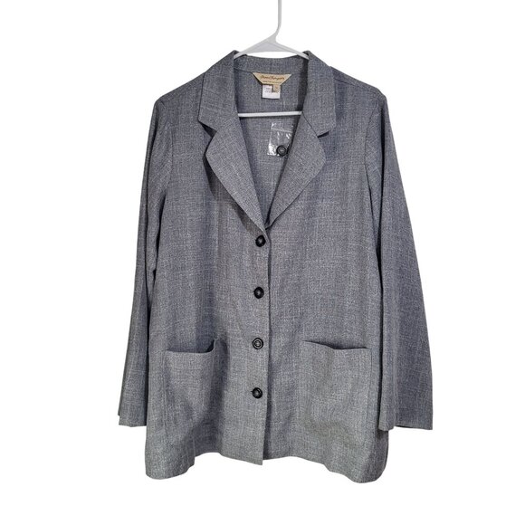 Norm Thompson Jackets & Blazers - Norm Thompson Womens 1X Gray 4-Button Lightweight Poly/Vicose Blazer Jacket